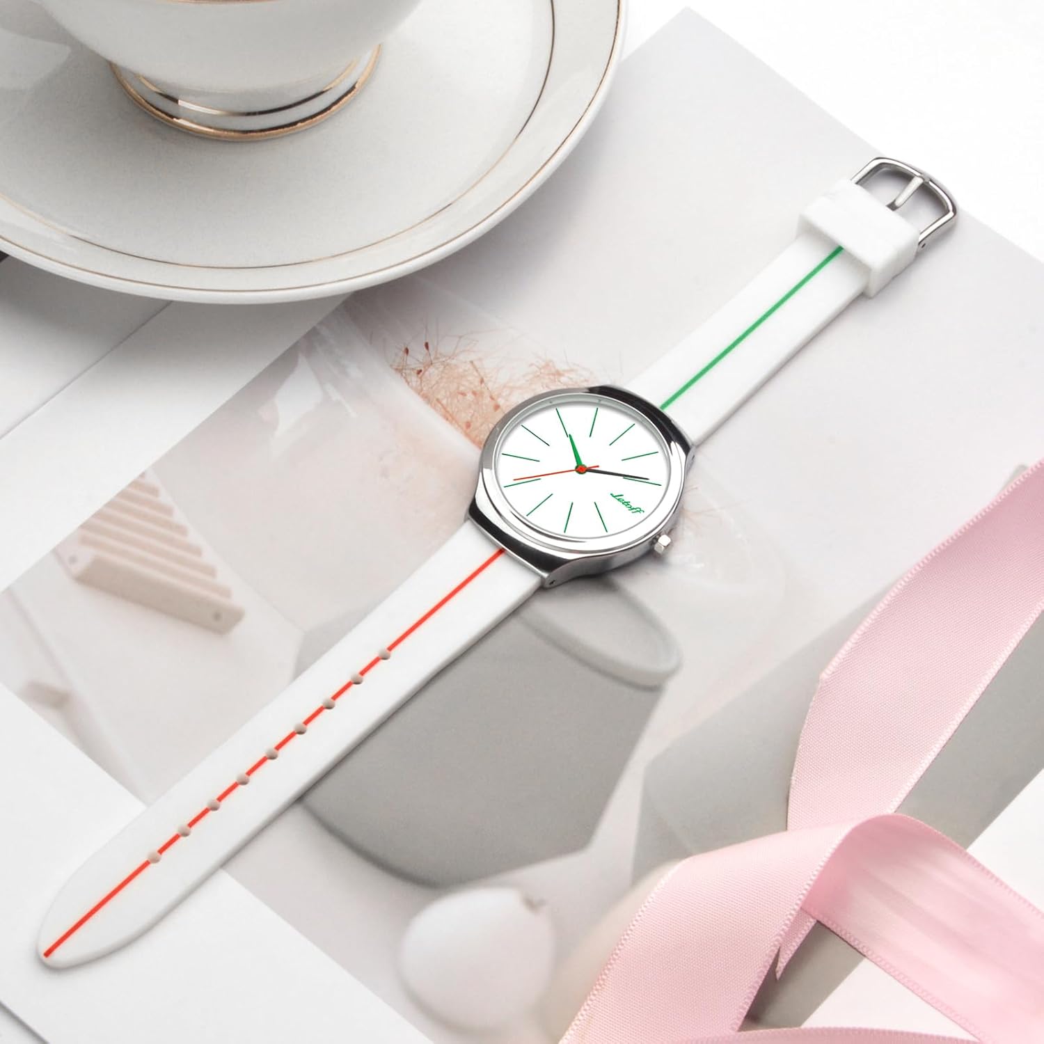 Letoff Unisex Modern Analog Metal Watch Big Face Easy to Read Silicone Band Water Resistant 100ft - Image 5