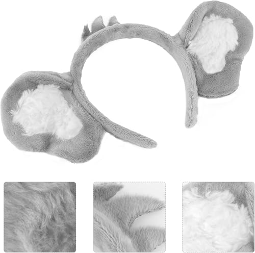 Miniatura 9 de FRCOLOR Diadema de orejas de koala de dibujos animados, diadema de orejas de koala para Halloween, disfraz de animal de koala para cosplay,
