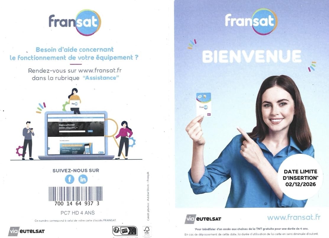 Carte FRANSAT PC7 HD - VALIDE 4 Ans + Porte-Cartes en Aluminium avec Blocage RFID