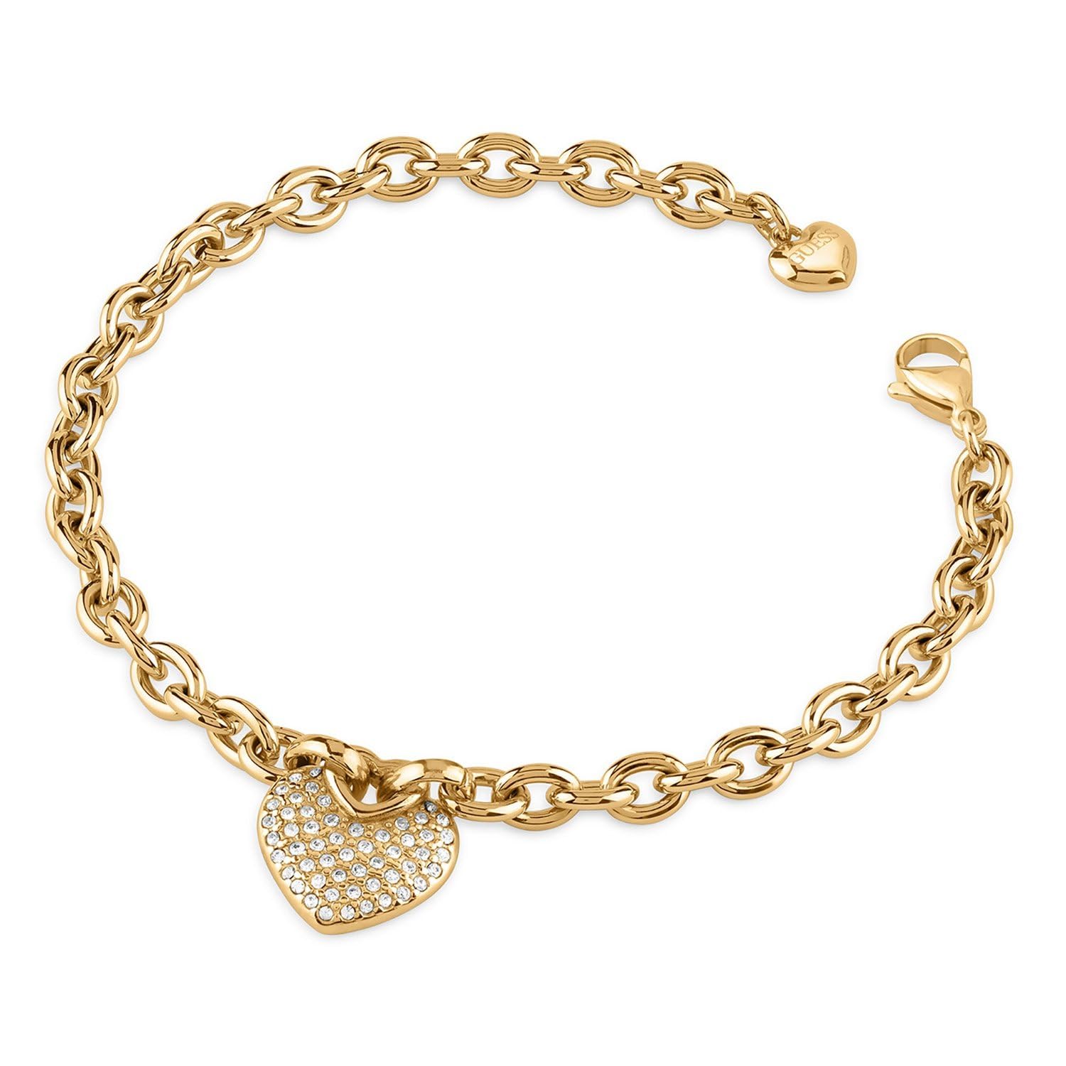 GUESS bracelet Crazy In Love Heart Pave Bracelet S Yellow Gold