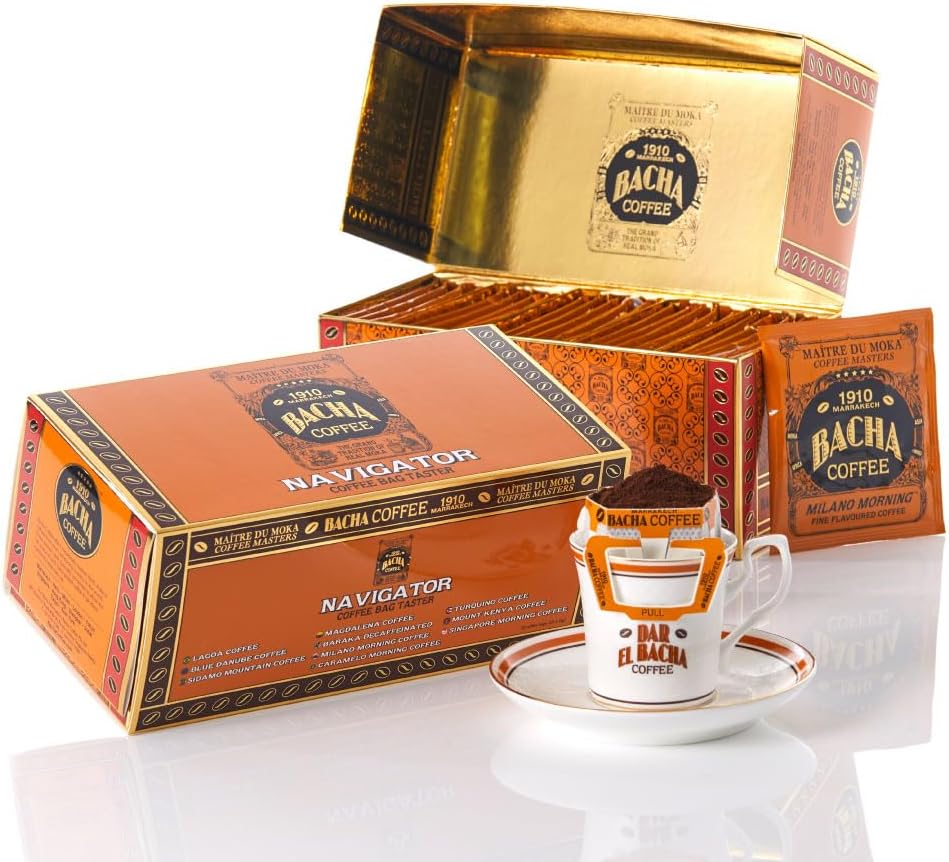 Bacha Coffee | Assorted Navigator Coffee Taster, 25 * 12g Individually Wrapped 100% Arabica Single Serve Filter Bags