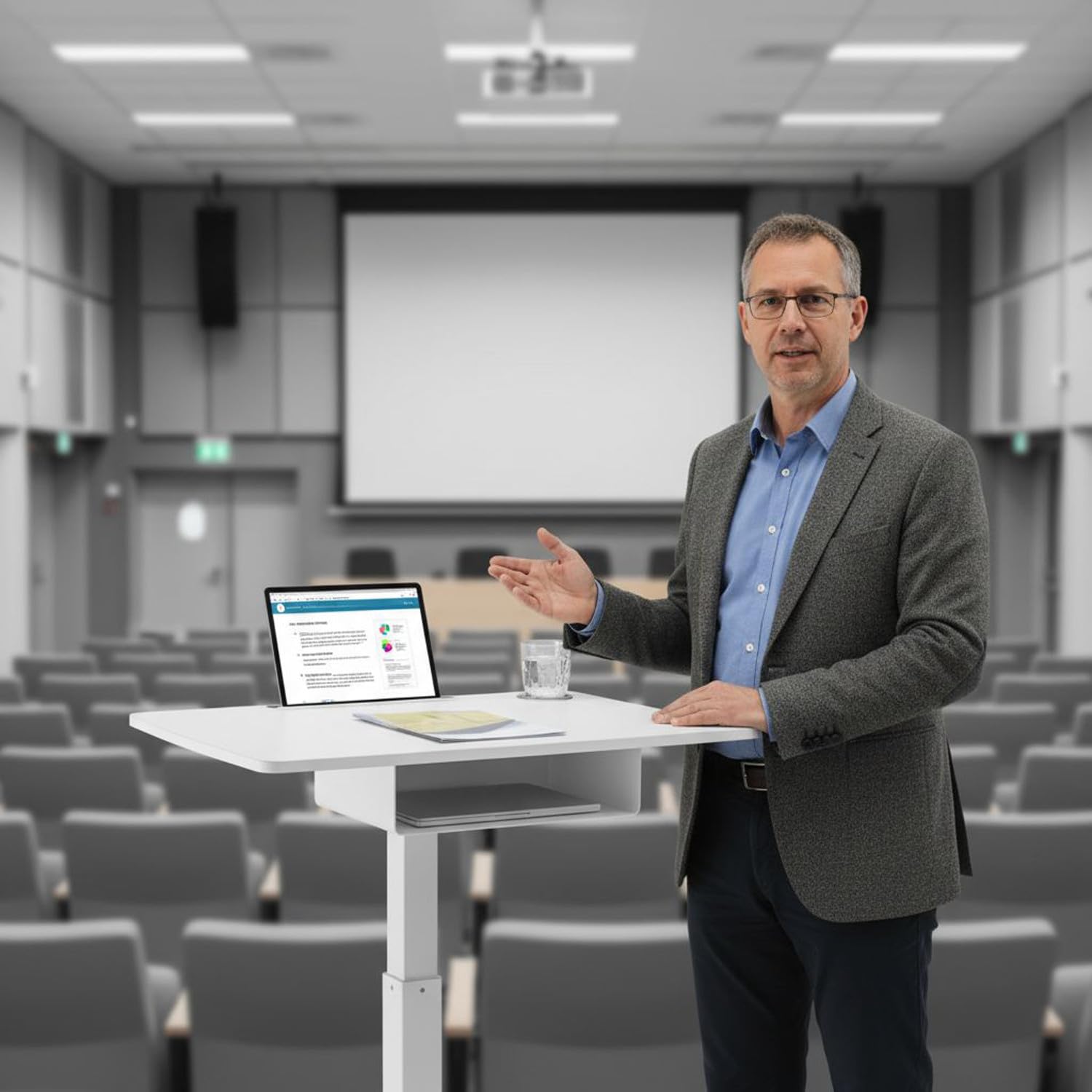 Maclean MC-903 Höhenverstellbarer Laptoptisch mit Rollen und mit Einer Schublade Sitz-steh-Schreibtisch Höhenverstellbar bis max. 113cm max. 8kg (Weiß)