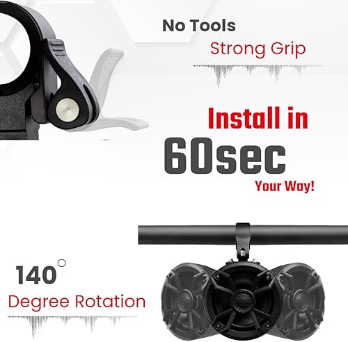 Miniatura 6 de NOAM NUTV5-S V.2 - Marine ATV/Golf Cart/UTV Stereo System kit – with 2 Waterproof LED Light Tower Speakers, Subwoofer, Weatherproof Controller with