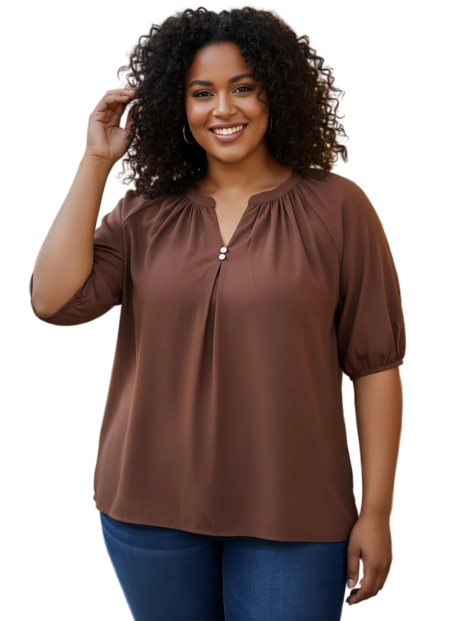 Porearma Women Plus Size Top for Women | Loose Fit | 3 Sleeves | Polyester Silky Fabric | CasualOffice Wear Tunic