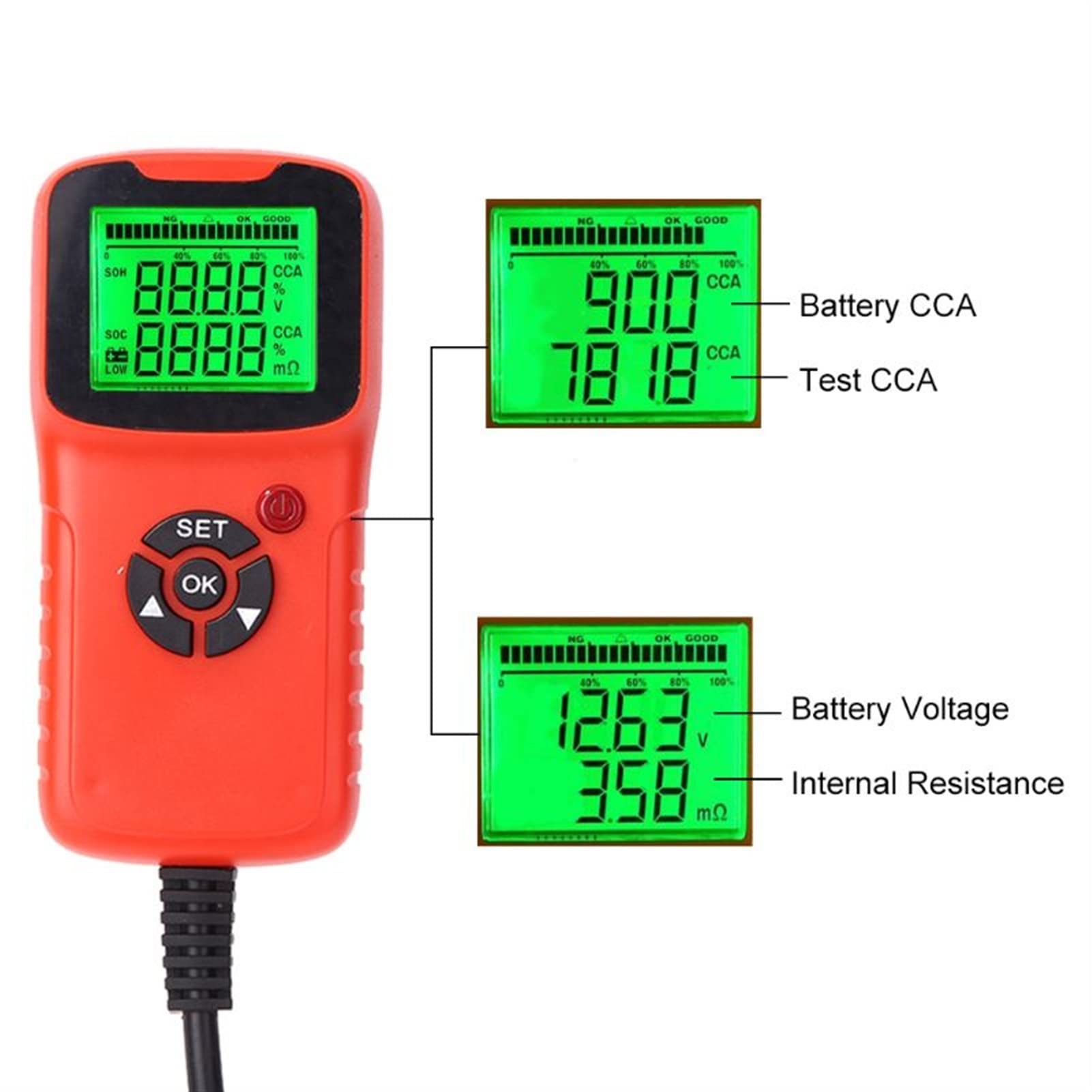 Resistencia al analizador de pruebas de batería de coche 12V Cca Tester de voltaje Herramienta de diagnóstico automático(PL)