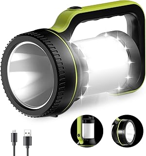 Decovolt Rechargeable Spotlight Super Bright 12000LM LED Flashlight Handheld Spotlight 10000mAh Long Lasting Large Flashlight Water Resistant Searchlight for Camping Outdoor Hunting Emergency Green