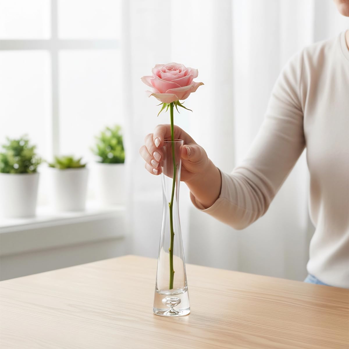 Mahganya Glass Vase for Flowers Plants, Modern Decorative Vase for Home Decor Center Table, Bedroom, Living Room, Office Decoration, Wedding or Gifts-picture-34