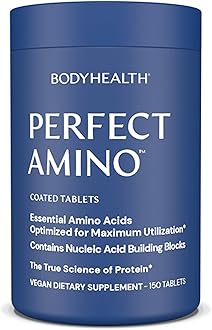 BodyHealth PerfectAmino Easy to Swallow Tablets (150 Ct), Essential Amino Acids Supplement with BCAAs, Vegan Protein for Pre/Post Workout & Muscle Recovery with Lysine, Tryptophan, Leucine, Methionine