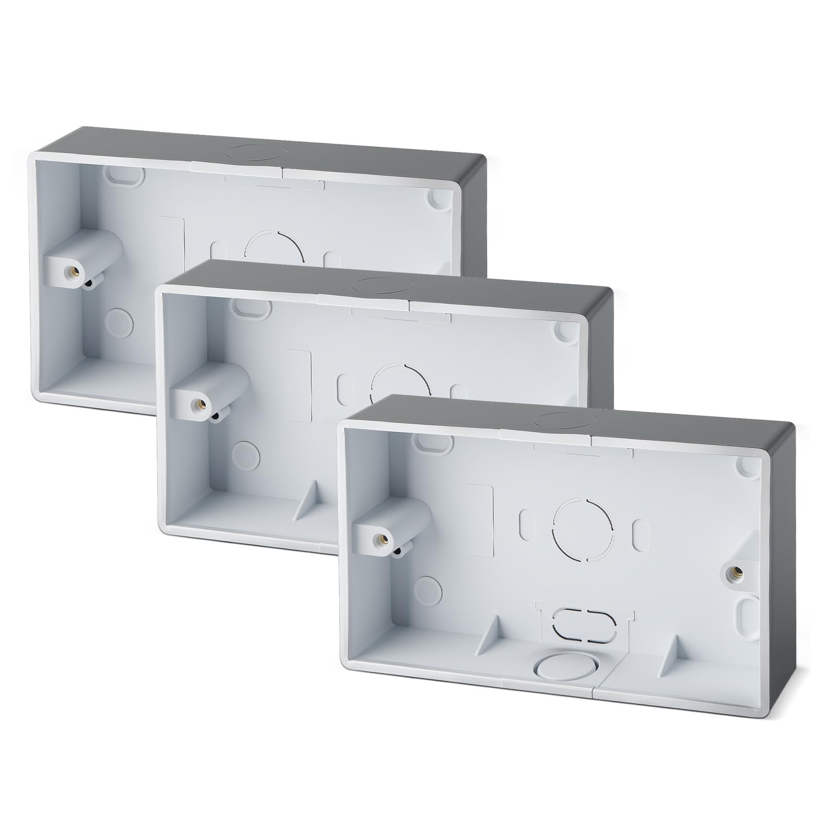 Surface Mounted Electrical pattress Box Black 2 Gang Stylish and Durable Box for Mounting Electrical Devices（3 Pack）