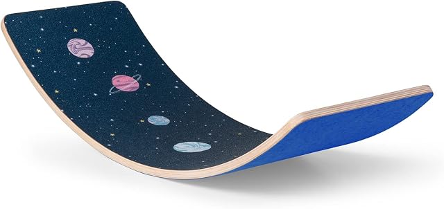 BoarderKING Balance Board, Surf Board Balance for Kids, Children, and Toddlers, Curved Wooden Trickboard Board, Balance Trainer Plate Training Equipment, Wobble Fit Turnboard for Dancers and Yoga