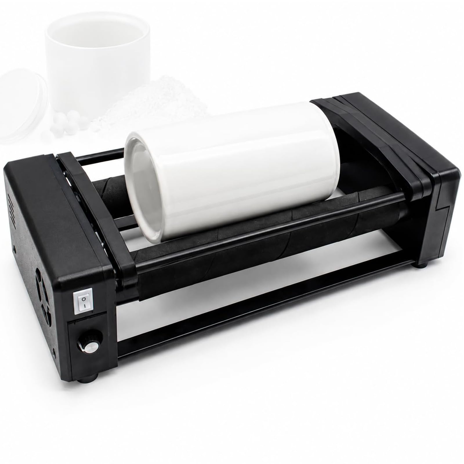 Mulino a Sfere da Banco per Laboratorio, Macchina Macinazione Orizzontale, Barattolo Ceramica 400ml e Motore Brushless, Velocità Variabile Umida Secco per Campioni, Ricerca, Polveri