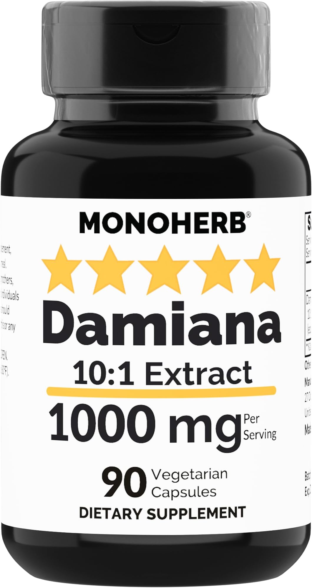 MONOHERB Damiana Extract 1000 mg - 90 Vegetarian Capsules
