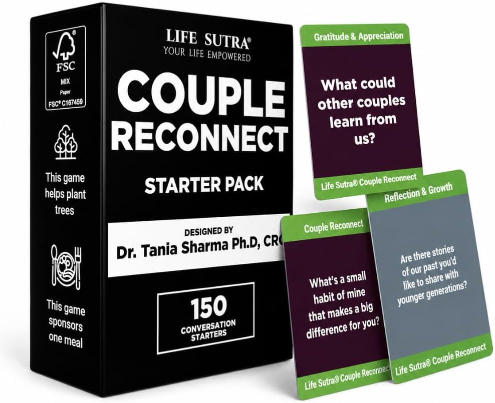 Couples Games - Developed by a Psychologist in USA - 150 Conversation Starters for Married Couples - Premium Couple Gift, Gift for Wife or Husband - Couple Reconnect Starter Pack