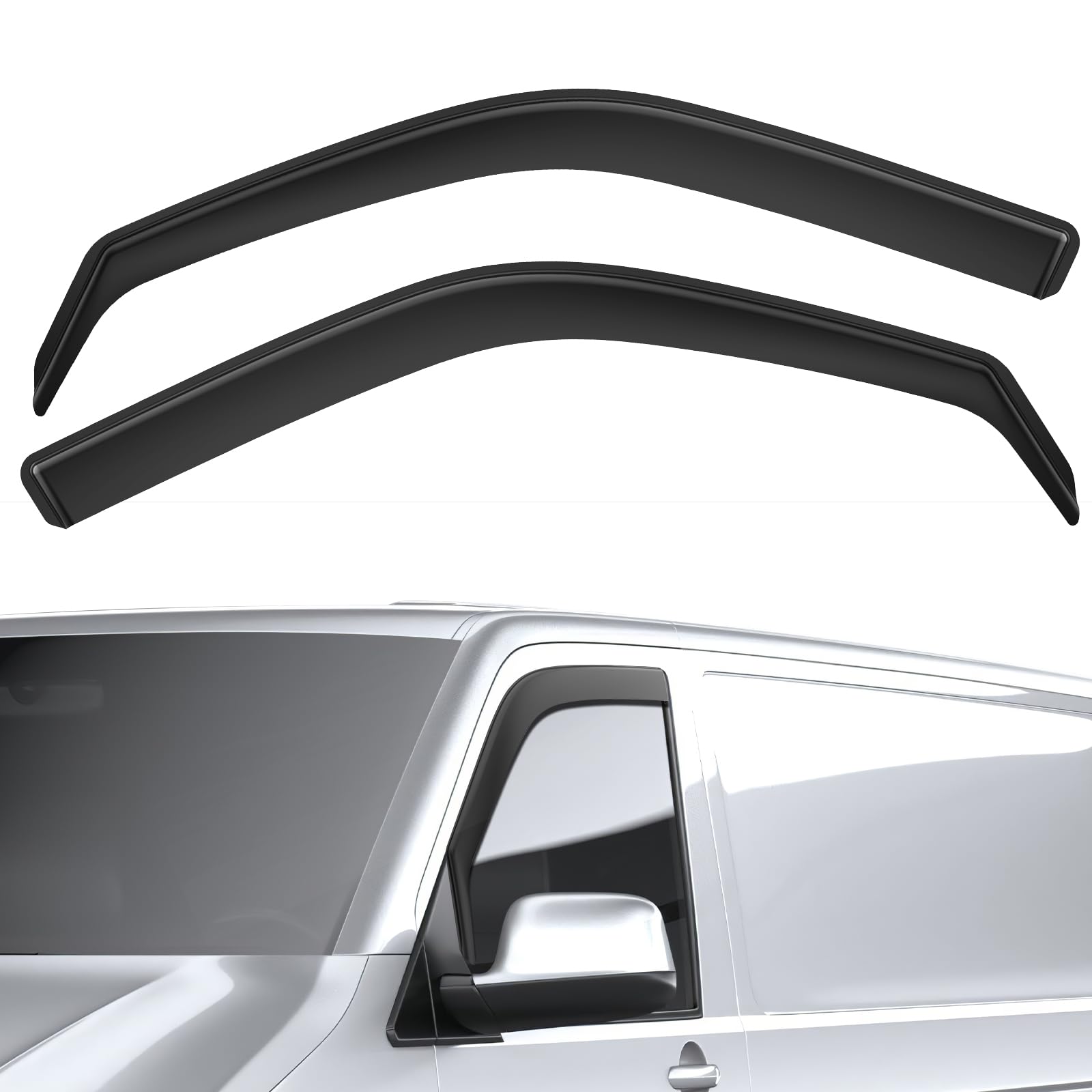GEARMONSTER Windabweiser kompatibel mit Volkswagen T5 2003-2015 T6 ab 2016 Autofenster Regenschutz 2 Stück Schwarz