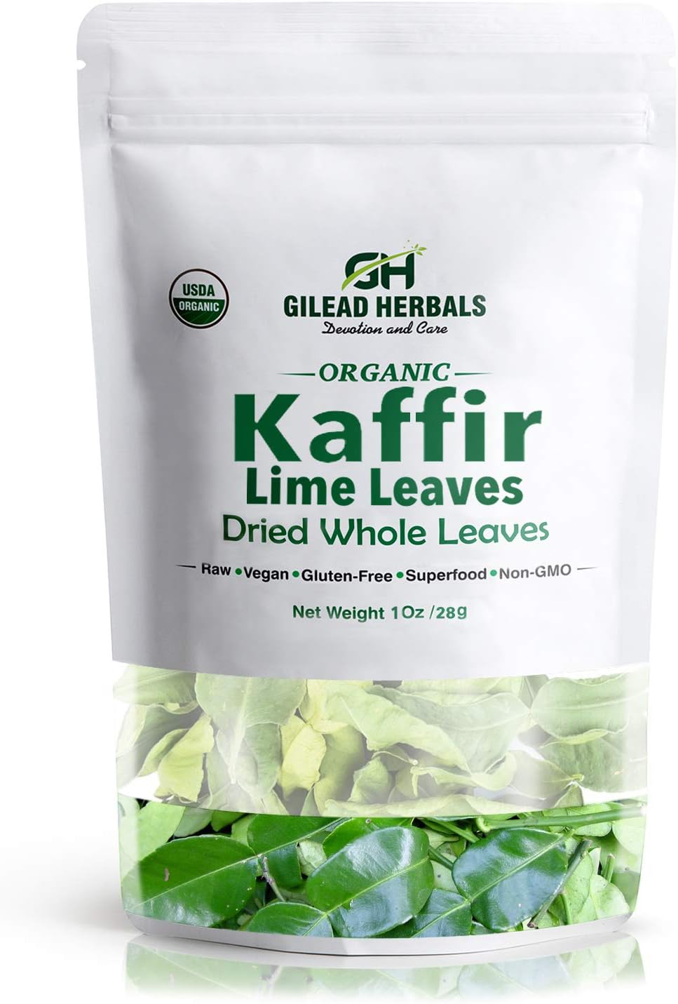 Dried Kaffir Lime Leaves - Organic - 1 Oz - Green Whole Uncrumpled Leaves - Citrus Hystrix - Bai Magrood - Tom Yum - Citrus Flavor Aromatic Herb for Thai & Asian Cuisines, Soups, Stir-Fries & Drinks