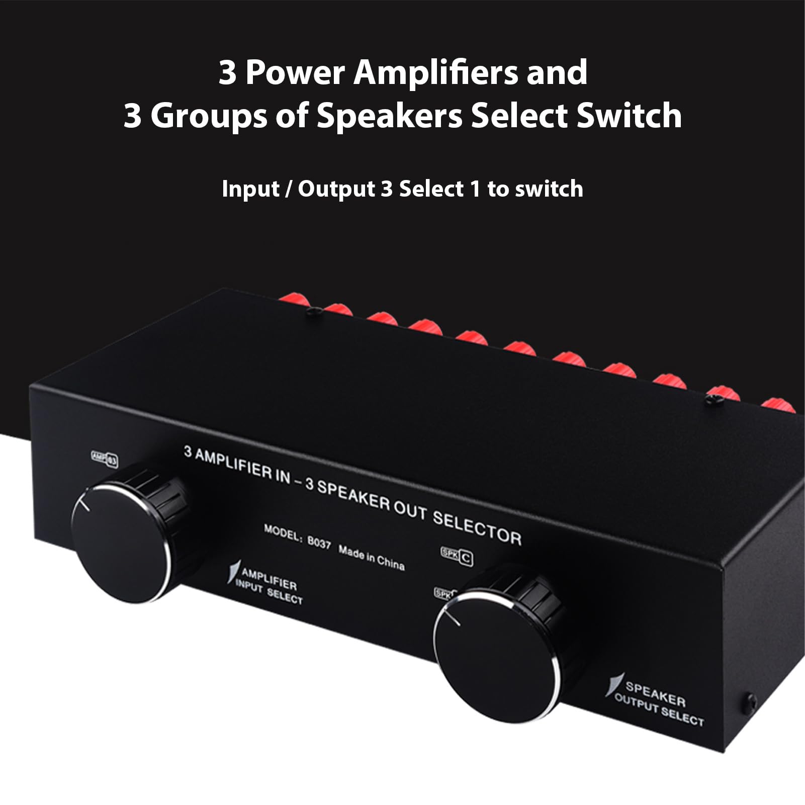 Switch Selettore Altoparlanti Amplificatore a 3 Vie, Scatola Splitter a 2, Switcher Altoparlante AB per L'audio di Stereo Home con USB, SD, FM, 3 Uscita 3, Plug e Play, Display