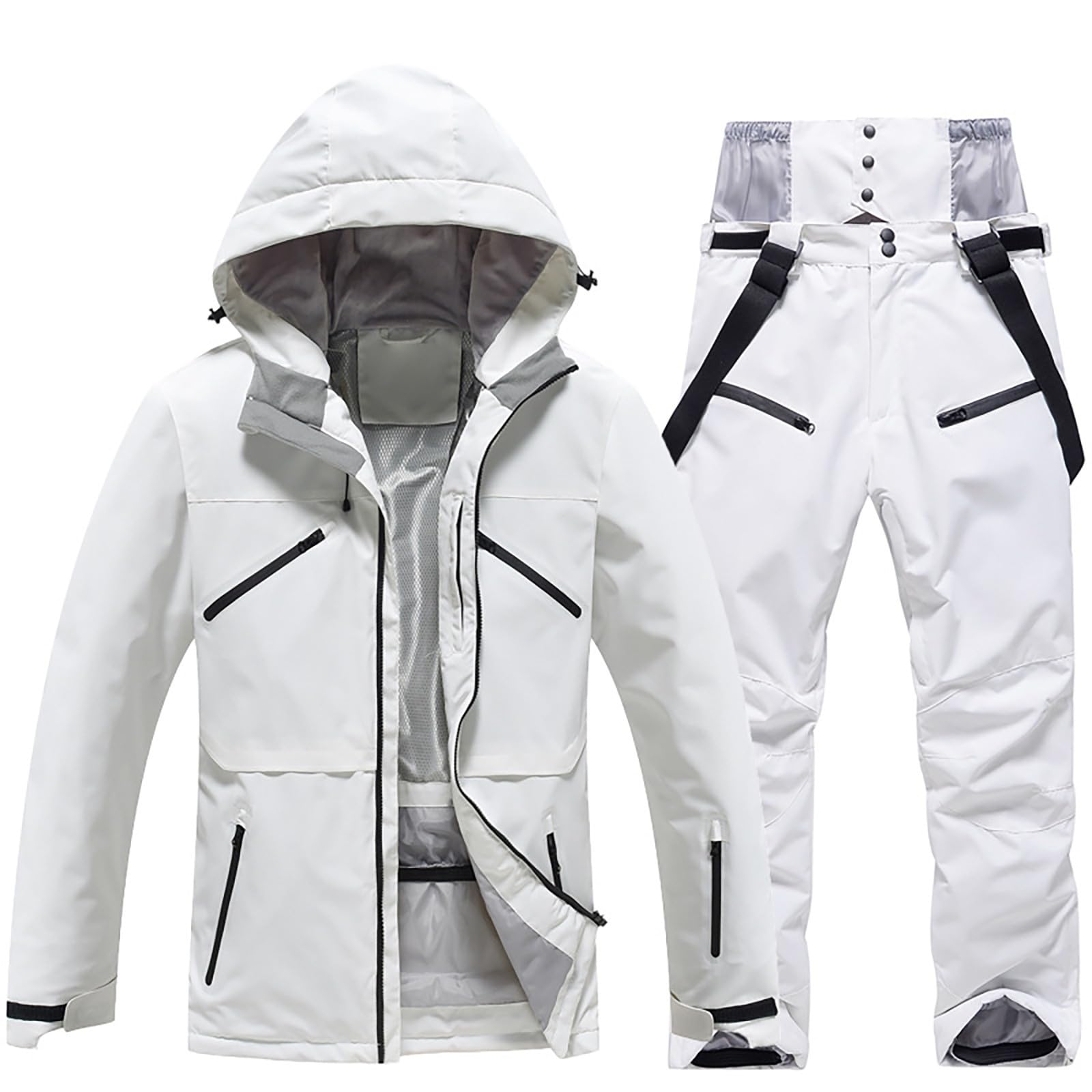 Generisch Ensemble veste de ski pour homme - Coupe-vent - Isolation - Manteau de snowboard - Respirant - Imperméable - Chaud