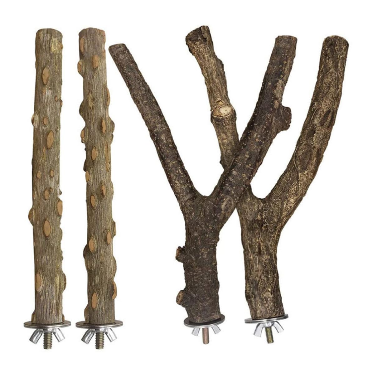 Ejercicio para aves en jaula con soporte de madera natural
