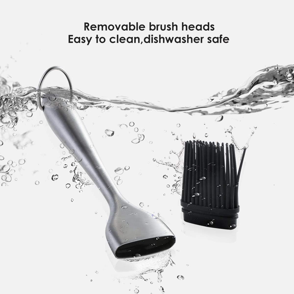 Baskety Basting Brush - Good Grips Flexible Heatproof Stainless Steel Pastry Brush with Back up Silicone Brush Head Resistant,Food Grade,Dishwasher Safe,BPA Free,Bristle Free (12 + 9 Inch (Pack 2)) 4