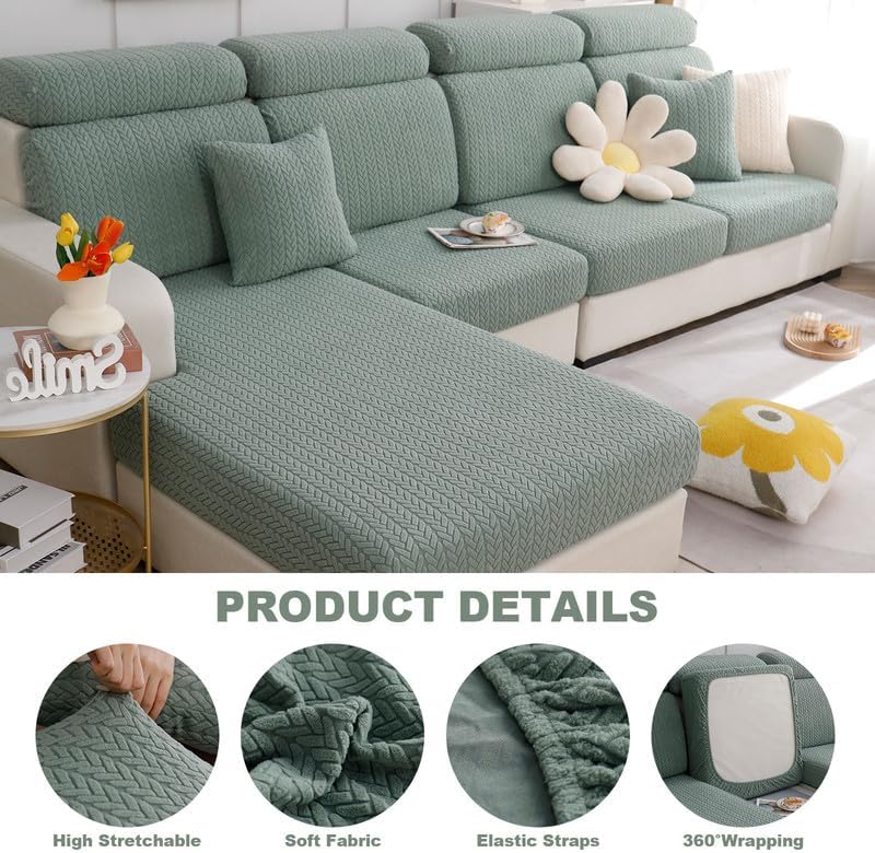 Miniatura 3 de OKYUK Funda universal para sofá, 1 pieza, resistente al desgaste, funda para sofá modular en forma de L, funda para sofá con cojines separados, alta