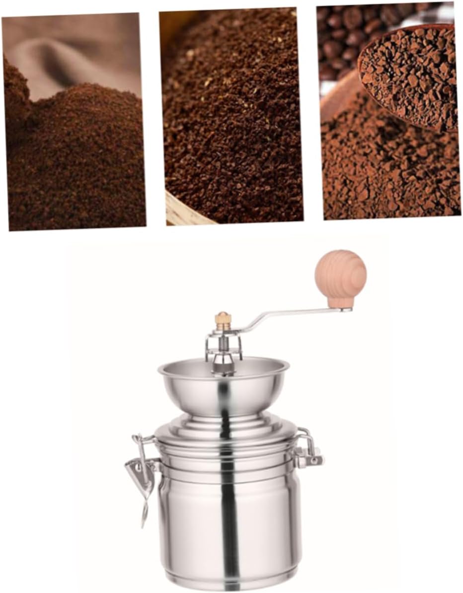 Manual Stainless Steel Coffee Bean Grinder Conical Burr Mill for Home Kitchen Travel Compact Easy to Use for Freshly Ground Coffee and Spices