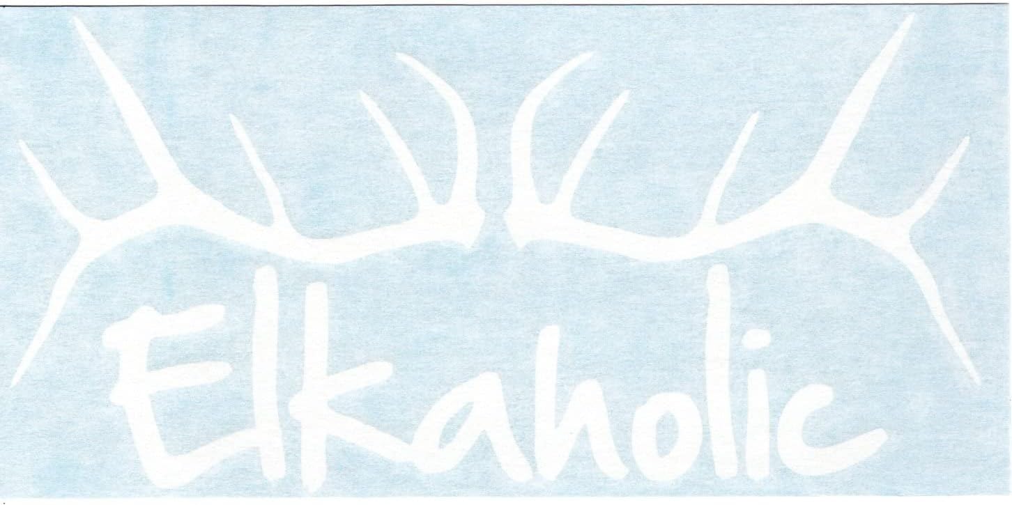 Elkaholic - Funny Humorous Deer Elk Antlers Hunter Hunting Big Game Car Truck Van Moped Helmet Hard Hat Auto Automotive Craft Cup Tumbler Laptop Vinyl Decal Bumper Window Wall Sticker 04282