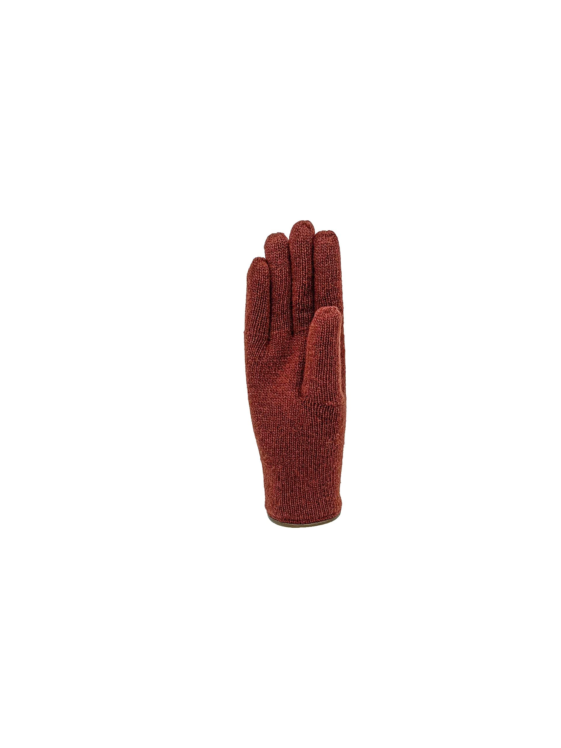 Gants en laine doublés en cachemire avec bords en cuir - Femme - Artisanat - Made in Italy, Rouille, Taille unique