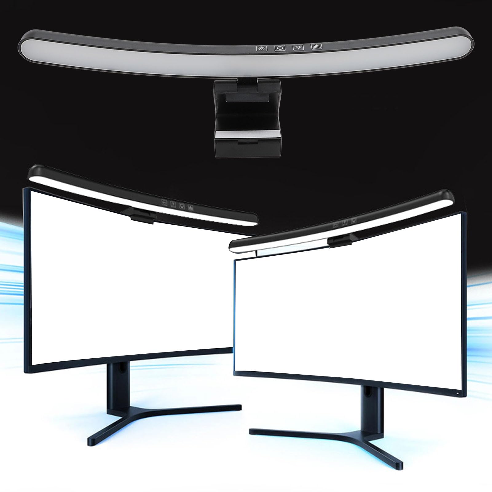 XUMIUZIY Lampada per Monitor Computer, Barra Luminosa per Monitor Curvo con Telecomando, Lampada da Lavoro LED da Lettura USB con 7 Effetti di Luce RGB, Controllo Touch, Cura degli Occhi