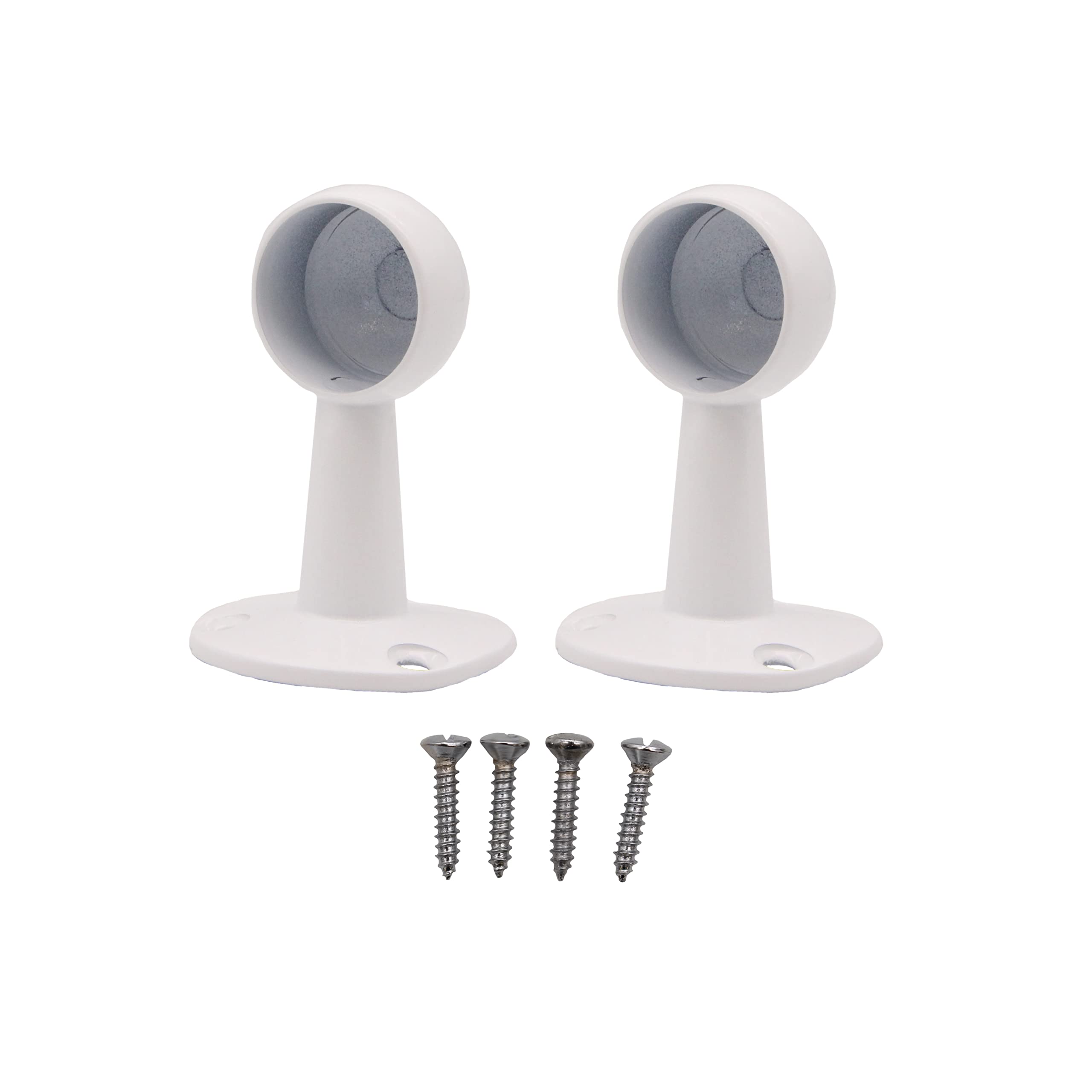 EAI White Wardrobe Rail Drop End Support Brackets for Round Tube 25mm