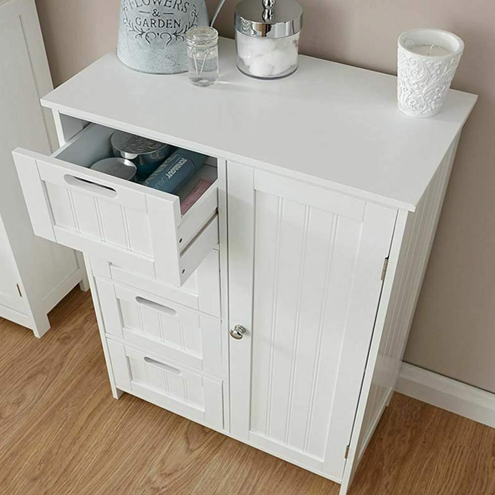 Bakaji - Mueble de baño 4 cajones + Puerta 2 estantes, Madera, Varios