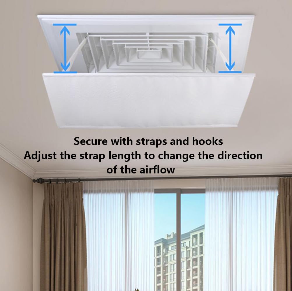 Deflettore del Condizionatore D'Aria per Soffitto Centrale Aria Condizionata Impedire All'Aria di Soffiare Direttamente Verso Le Persone,Angolo di Soffiaggio Regolabile Facile da Installare (45×45cm)