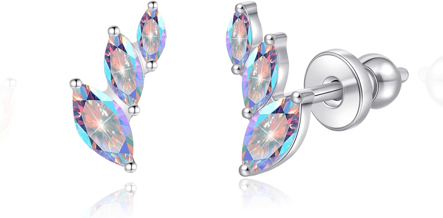 Limerencia F136 Pure Titanium Hypoallergenic Implant Grade Studs, G23 Small Dainty Cubic Zirconia Earrings for Women's Sensitive Ears