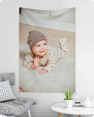 Miniatura 2 de Tapiz personalizado con foto y nombre, tapiz de pared personalizado para cumpleaños, Halloween, Navidad, fiesta, día del padre, decoración del día