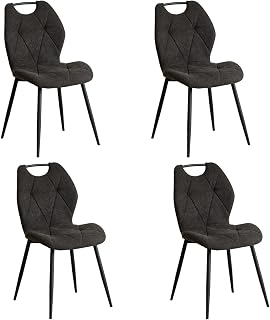 GrandCA HOME Set of 4 Dining Chairs, Kitchen, Upholstered Chairs and Living Room with Fabric Back Support and Metal Legs with Handles for Dining Room, Kitchen and Living Room (Black)