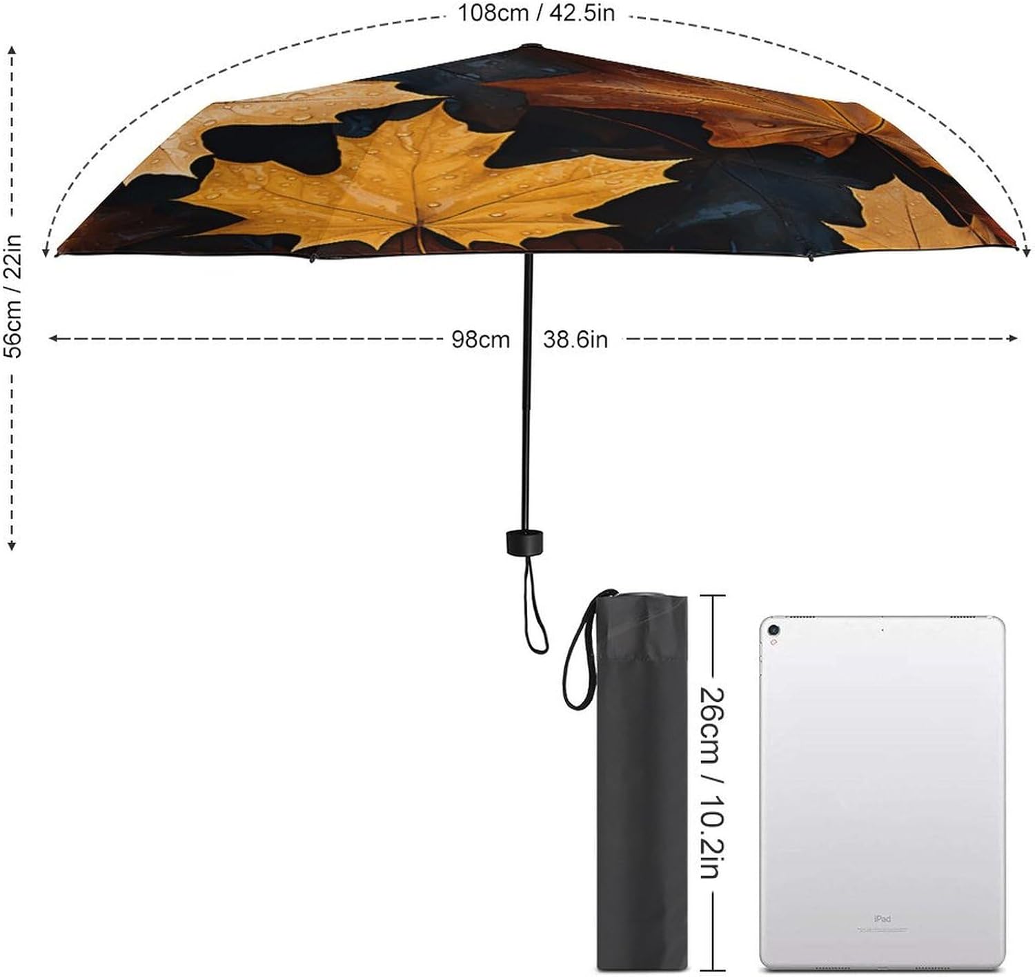 Windproof Travel Umbrella Maple Leaf Art Painting Folding Small Sun Umbrella Lightweight Small And Compact Suit for Pocket