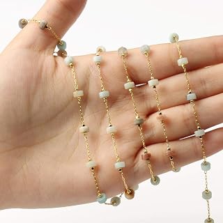 1M Handmade Chain Stone Beads Chains for Jewelry Making DIY Necklace Bracelet Anklet Accessories (Color : Amazon)
