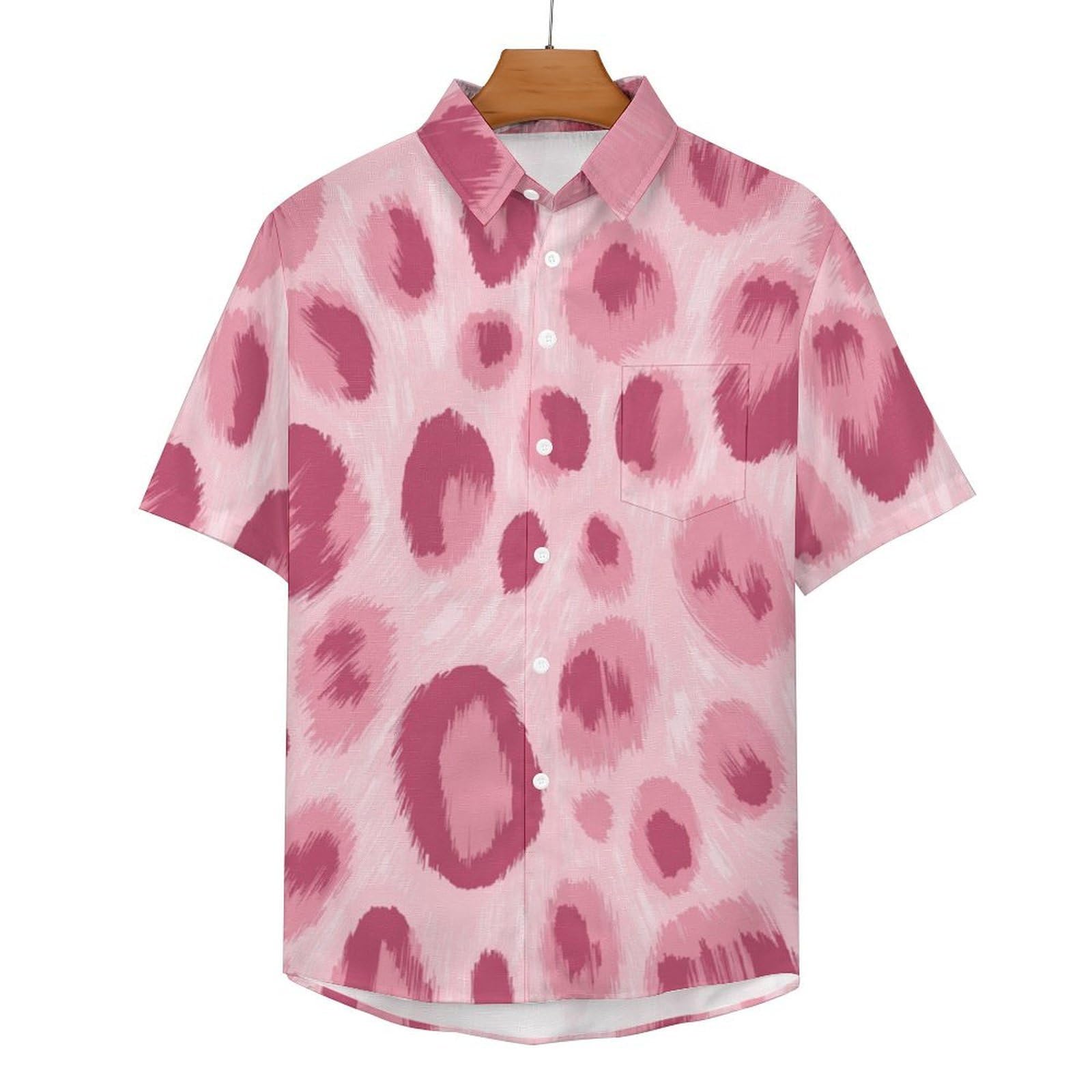 Camicia Casual da Uomo, Stampa Leopardata Astratta Stampa Maglietta Estiva a Maniche Corte Stile Disegno A Mano Casual Button Down Hawaiani Camicie Risvolto Spiaggia Top