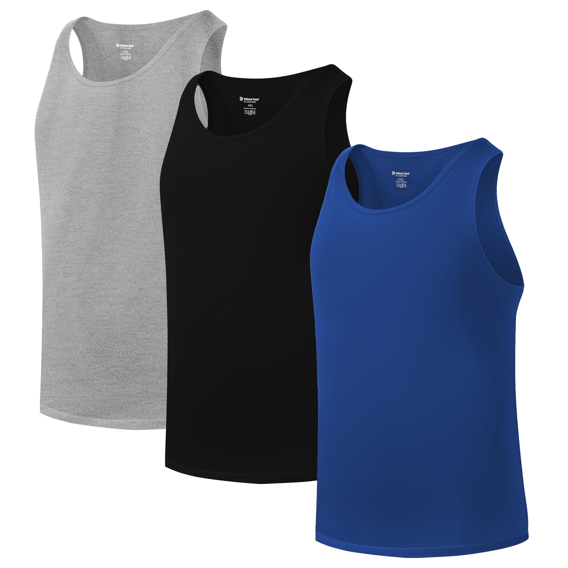 Different Touch Big & Tall Herren-Unterhemden, Bambus-Viskose, Tank-Tops, A-Shirts, 3er-Pack