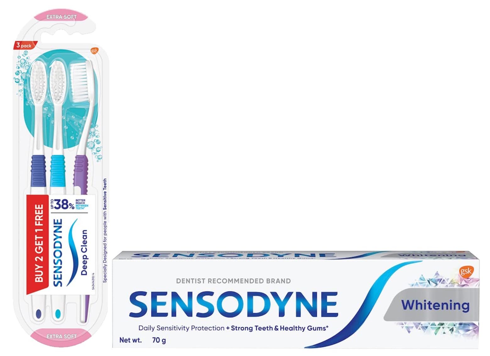 Sensodyne Deep Clean Manual Brush Super Saver Pack For Adult (Multicolor, Pack Of 3) & Toothpaste Whitening, Sensitive Tooth Paste To Restore Natural Whiteness, 70 gm (B0CDDDXSPB) Amazon Price History, Amazon Price Tracker