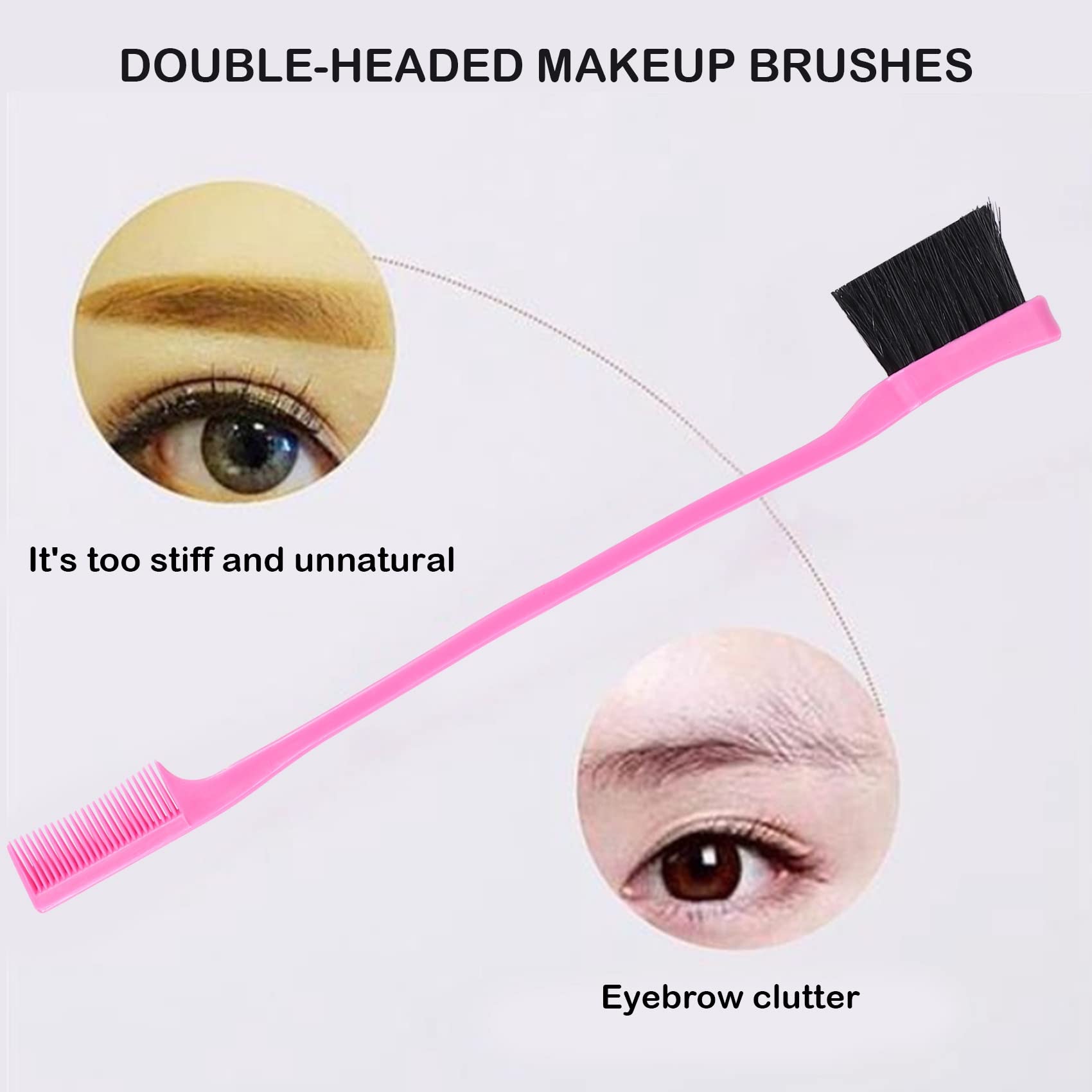 Lizusidtsy Double Sided Edge Control Hair Brush Comb Combo Pack 2 Pieces Pink and Black