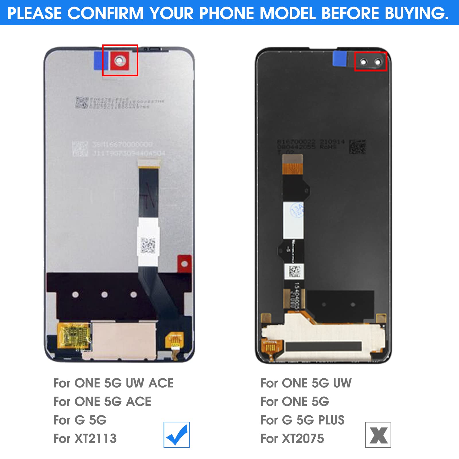Amazon.com: 適用於Motorola Moto One 5G Ace 螢幕替換,適用於Moto G