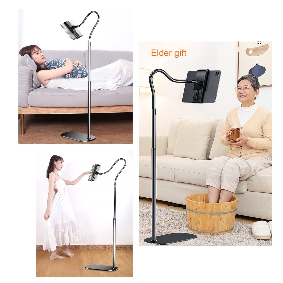 Supporto per computer, Altezza regolabile, supporto a collo d'oca for dispositivi da 4-10, 9"(1.8m Height)