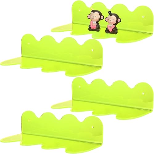 Paquete de 4 estantes flotantes pequeños acrílicos de neón, estante flotante pequeño y colorido con tornillo, soporte de exhibición montado en la