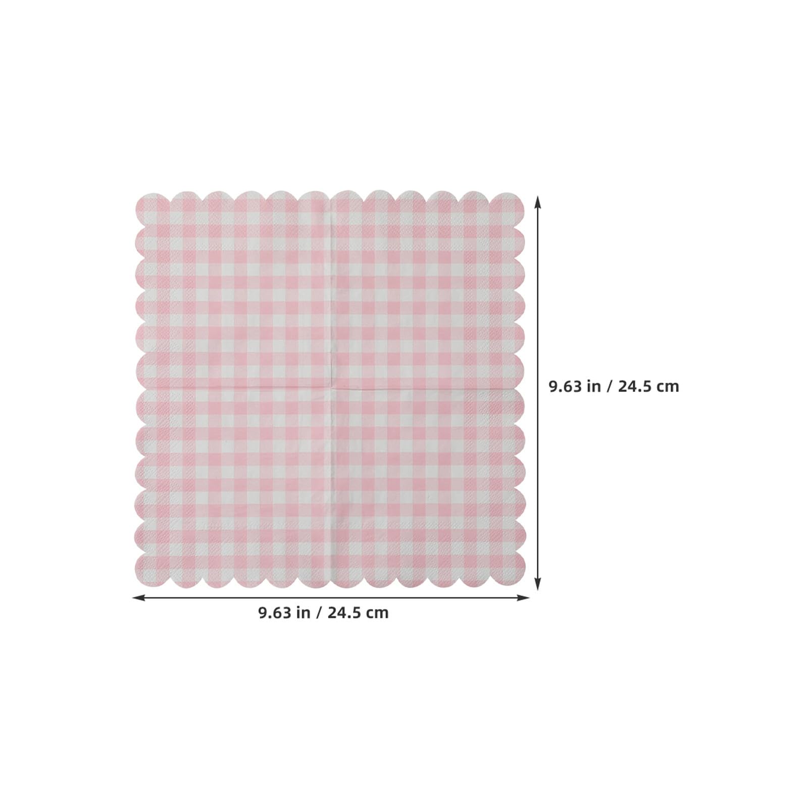 UPKOCH Lot de 12 serviettes en papier roses et blanches : 24,4 x 24,4 cm, 3 plis, motif, bords festonnés – Serviettes jetables pour fêtes (Noël, baby shower, enterrement de vie de jeune fille,