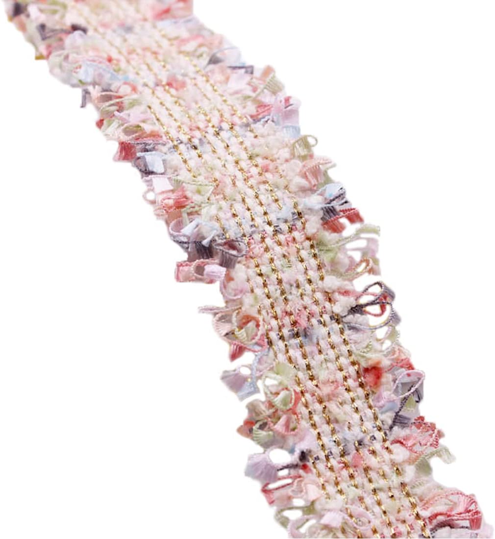 Tweed Ribbon with Glitter, Tape, Lace, Accessories, Handicraft, Width: Approx. 1.2 inches (30 mm), Pink, 43 Yards