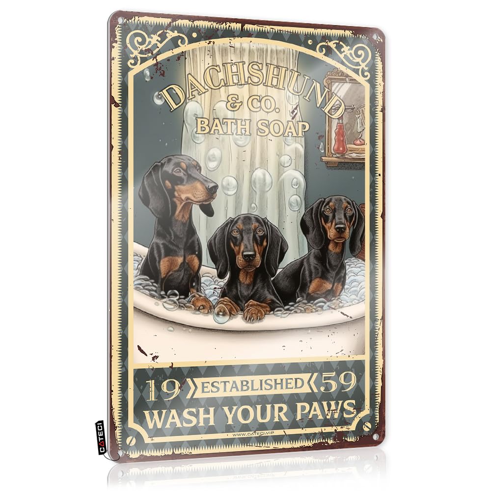 MWFKKADDB Funny Metal Bar Signs Dachshund Bath Soap Wash Your Paws Tin Sign Aesthetic Decorhippy Decor Homehome Bar Accessoriesgarage Signs For Men Home Bar Decor Man Cave Rules(20X30CM)