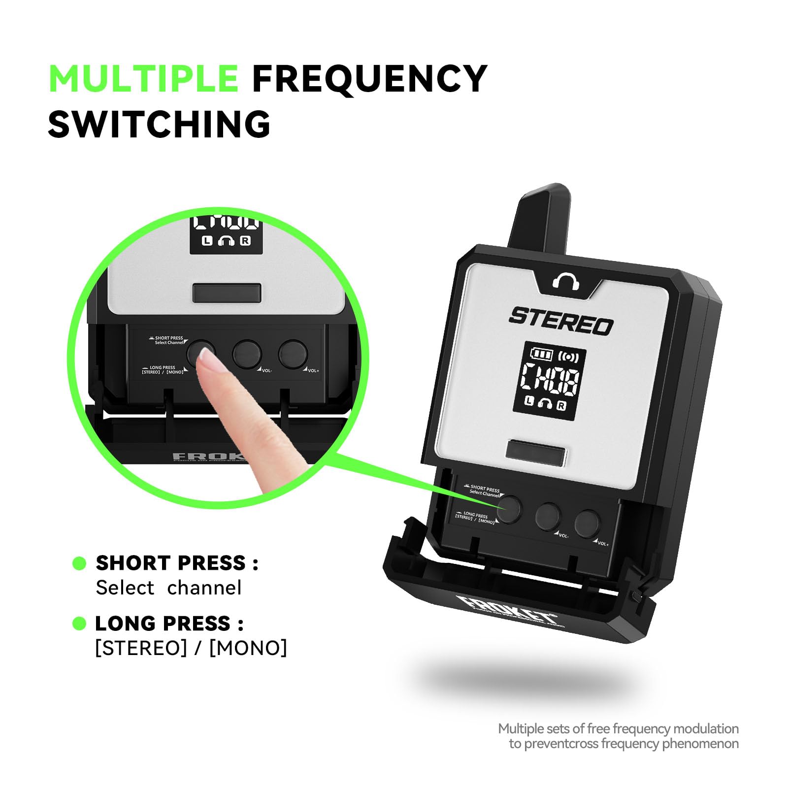 ET-24 - Sistema de monitor intrauditivo inalámbrico de 2.4G, latencia ultra baja de 15 ms, batería de 8 a 12 horas, 11 canales, sincronización multireceptor, rango de 30-50 m para rendimiento