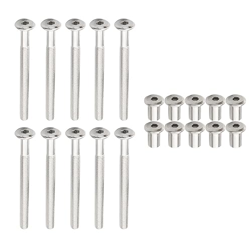 Kit de 10 piezas de pernos y tuercas de conexión para muebles M6 para cama, mesa, silla, cama de cuna o banco de trabajo, tabla de madera, gabinete,