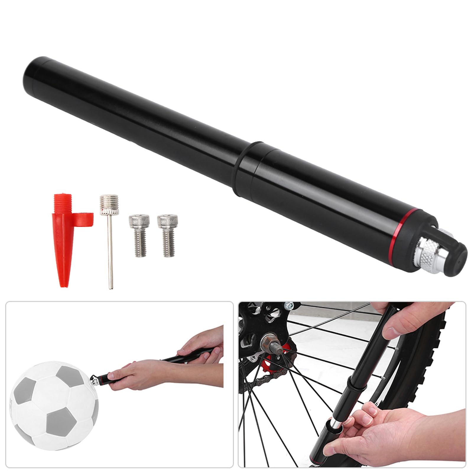 Inflator rowerowy przenośna wysokociśnieniowa minipompa ze stopu aluminium z dokładnym barometrem do jazdy na rowerze sporty na świeżym powietrzu 22cm 150PSI