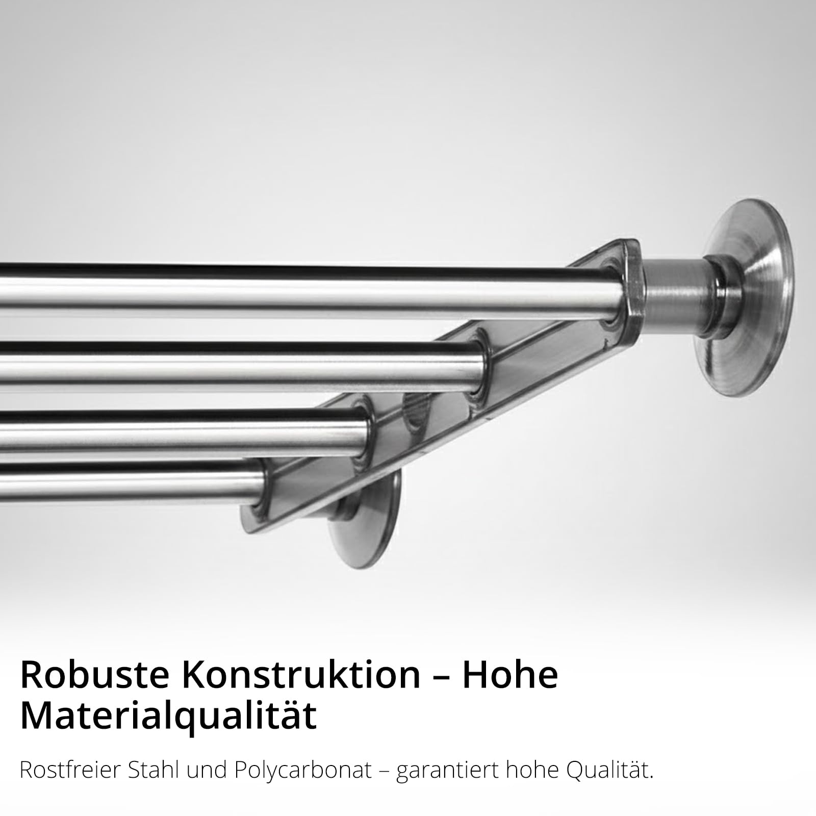 wellex Teleskopregal Wäscheständer - Bohrfreie Wandmontage Teleskop - Verstellbar 90 cm - 120 cm - Edelstahl Silber